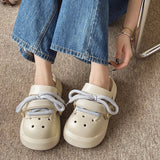 Women Summer Sandals Lace-up Style 2 Way to Wear Couples Fashion Platform Clogs Soft EVA Thick Sole Men Beach Street Slippers