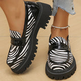 Casual Zebra Stripes Loafers Shoes for Women Spring Autumn Round Toe Platform Women's Loafers Plus Size Shoes Female