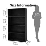 JHK Four Tier Wooden Floor Standing Open Bookshelf For Living Room Home Office