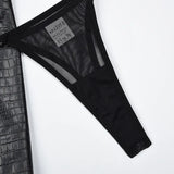 Toucheart Erotic Lingerie New High-quality Leather and Fabric Spliced mesh Sexy Strap Cross Halter Neck Sexy Hot Underwear Set