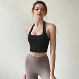 Women's Yoga Sports Bra Sexy Neckband Chest Cushion Beautiful Back Fashionable Pleat Gathering Sports Bra for Fitness