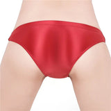 See Through Low Waist Briefs Silky Shiny Satin Panties Sexy Underwear Erotic Lingerie Women's Ultra-Thin Oily Glossy Underpants