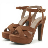 2026 New Block High Heels Sandals Women Peep Toe Ankle Strap Buckle Wedding Party Dress Office Platform Sandals