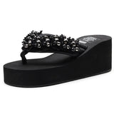 Big Size 42 Fashion Flip Flops For Women Summer Wedges Shoes EVA Sole String Bead Female Indoor Beach Slippers Slip-on Sandals