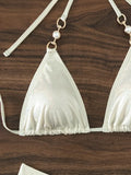 Shiny Sparkling Halter Pearls Bikini Women Swimwear Female Swimsuit Two-pieces Bikini set Hollow Out Bather Bathing Suit Swim