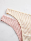 10Pcs Ribbed Women's Panties Everyday Basic Solid Thongs Comfortable Knit Women's Underwear