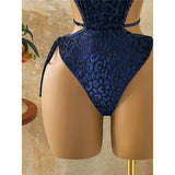 XS - L Deep V Neck Leopard Halter Women Swimwear Cut Out Wrap Around Bather Bathing Suit Swim One Piece Swimsuit Female K8077