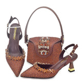 doershow African fashion Italian Shoes And Bag Sets For Evening Party With Stones gold Italian Handbags Match Bags! HF1-1