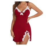 Summer Lace Sexy Sleeveless Nighties Dress Women Pure Black Sleepwear Lingerie V-neck Nightgown Nightdress Sleepshirts