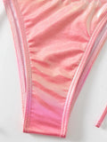 Sexy Shiny Pu Faux Leather Bikini 2025 Women Swimwear Female Swimsuit Two-pieces Bikini set String Bather Bathing Suit Swim Lady