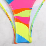 2026 Color Block Swimsuit One Piece Backless Printed Swimwear Women Bathers Bathing Swimming Swim Suit Padded Beachwear Summer