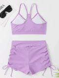 Drawstring Front Shorts Bikinis 2024 High Waist Swimsuit Women Swimwear Female Bathers Bathing Swimming Swim Suit Beachwear
