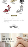 2026 Summer New Women's Metallic High Heel Sandals Ankle Strap Crystal Buckle Stiletto Heels Sexy Party Wedding Prom Dress Shoes