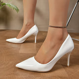 Classic White Stiletto Heel Pumps Women Plus Size Party Wedding High Heels Shoes Woman Sexy Pointed Toe Slip On Pumps Ladies