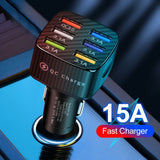 Vumpach 6 Ports USB Car Charge 75W Quick Charge 3.0 Fast Charging For iPhone 13 12 11 Pro Samsung Xiaomi Portable Phone Charger