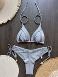 New Solid Color Bikini Set 2026 Women's Swimsuit Hanging Neck Rope Split Swimsuit 2-piece Set Summer Beachwear