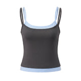Summer Women's Camisoles Casual Stylish Contrast Color Layered Tank Tops Spaghetti Strap Slim Fit Vest Sporty Fitness Daily