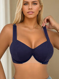 Women's 3/4 Cup pure cotton Shaping solid color Underwire Blue Breathable and Comfortable Bra push up brassere MR3589