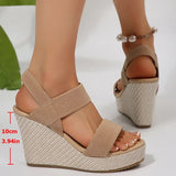 2025 Summer Chunky Wedges Sandals Women Slip On 10 Cm High Heels Sandalias Mujer Plus Size 36-43 Thick Platform Sandles Woman