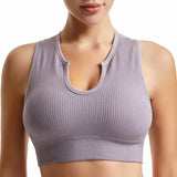 New Sports Bra Women Sexy Deep U-neck Push Up Gym Jogging Yoga Fitness Shockproof Vest Crop Tops Female Sport Bras Set for Women