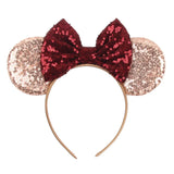 Disney Mickey Mouse Ears Leopard Print Headbands for Girls Baby Women Sequins 5"Bows Hair Accessories Adults Hairbands Kids Gift