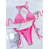 Sexy Leopard Printed Halter Brazilian Bikini Women Swimwear Female Swimsuit Two-Piece Bikini Set Bather Bathing Suit Swim V3681