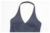 New Seamless Yoga Thread Set Women Hanging Neck V Neck Slim Sports Tank Top Hip Lifting Abdominal Tightening Shorts Fitness Suit