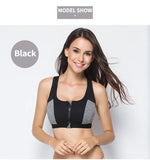 Sports Bra Women Front Zipper Double Inner Cup Push Up Patchwork Tops Female Yoga Fitness Shockproof Vest Sport Bras for Women