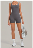Women's Seamless Yoga Jumpsuits Sports Fitness Gym Sleeveless Backless Hip-lifting Shorts One-piece Training Workout Jumpsuit