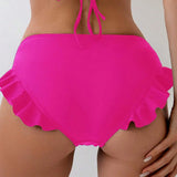 Women Swimming Trunks High-Waisted Ruffle Trim Bikini Bottoms with Tummy Control Quick-Drying Swimwear Beachwear