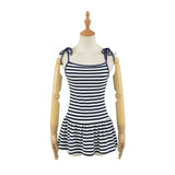 Sweet Double-shoulder Strap Striped Color-block Camisole For Women Unique Design Patchwork Pure Desire Dress Elegant Casual WIKO