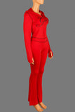 2026 New Women Ins Fashion Solid Color Sexy Straight Shoulder Contrast Stitch Long Sleeve 2 Piece Outfit