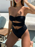 Sexy 3D Flowers Bandeau Monokini Hollow Out Female Swimwear One Piece Swimsuit Women High Cut Bathing Suit Swim Lady Beach wear