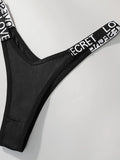 5 PCS Women's sexy thong with low waist smooth letter belt underwear casual comfortable and fun underwear C977