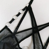Toucheart Sexy Floral Embroidery Underwear Steel Ring Bra Lace Mesh Sexy Webbing Hollow Waistband Hanging Erotic Lingerie Suit