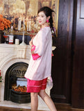 New Chinese style pajamas with breast pads, simulated silk, ice silk home wear, satin jacquard pajamas set