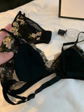 MOYISU Kawaii French Triangle Bra Airism Ultra Thin Invisible Bralette Set Black Lingerie Comfort S-XL 32-38 Sexy Tushy &  Panty