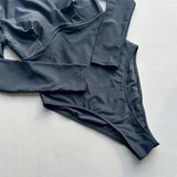 2026 Long Sleeve With Zipper Solid Women Swimwear One Piece Swimsuit Female Padded High Leg Cut Bather Bathing Suit Swim V7752