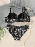 Hot selling 2 sexy printed pattern bras with gathered push ups, adjustable shoulder straps, underwear set A3122