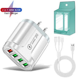 4 USB 45W USB Charger Fast Charge QC 3.0 Wall Charging For iPhone 12 11 Samsung Xiaomi Mobile 4 Ports EU US Plug Adapter Travel