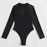 DEKA Sexy Long Sleeves One Piece Swimwear Diamond Swimsuit Women Triangle Backless Crystal Decor Thong  Bikinis Set Bathing Suit