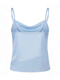 Womens  Tank Tops Solid Color Satin Cowl Neck Spaghetti Strap Going Out Vest Summer Daily Casual Elegant Camis Streetwear