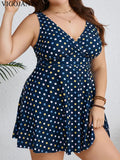 VigoJany 2026 Sexy Print 2 Piece Plus Size Tankini Set Women Strapped Curvy Dress Swimsuit Brazilian Beach Lady Big Bathing Suit