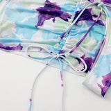 DEKA Sold Triangle Bikini Set Blouse Swimsuit Women Printed Halter Swimwear Cover Up Beach Wear 3 Pieces Sheer Bathing Suit