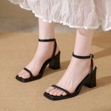 Open-toe Sandals Women 2026 Summer New Buckle Fashion Solid Color Female Shoes  Chunky High Heel