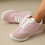 Speing Autumn Lace Up Pink Sneakers Women Comfort Patchwork Platform Sports Shoes Woman Lightweight Plus Size Soft Sole Flats 43