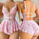 Bra Set Floral Exotic Sheer Lace Sexy Lingerie For Woman Transparent Porno Sexual Clothing Babydoll Teddy Dress Sexiest Nighties
