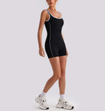 Sexy Sleeveless Backless Scrunch Yoga Jumpsuit Women Color-block U Neck Slim Sports One Piece Suits Tight Fitness Gym Overalls