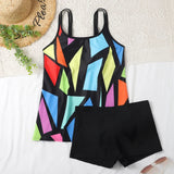 2026 Printed Tankini High Waist Strappy Swimsuit Women Two Pieces Swimwear Female Bathers Swimming Bathing Swimming Swim Suit