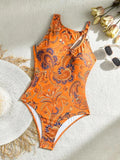 2026 Sexy Printed Swimsuit One Piece Hollow Swimwear Women Ring Linked Bathers Bathing Swimming Swim Suit Female Beachwear